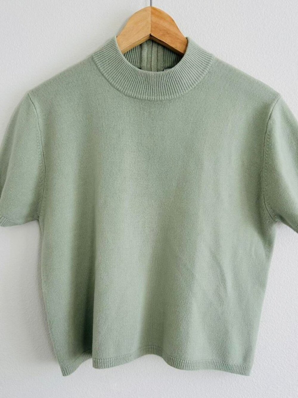 Sage Green Mock Neck Short Sleeve Knit Top